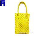 2015 Latest Women Fashion Yellow Polka Dot Bag Foldable Shopping Handbag With Logo
